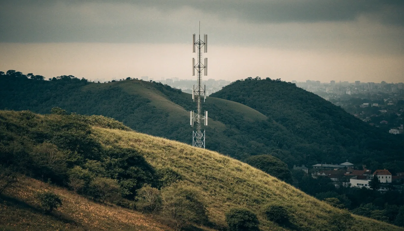 Antenas de telefonía en una azotea bajo el cielo del atardecer